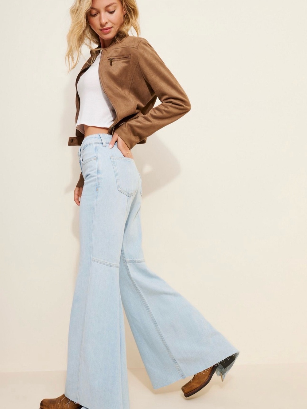 Free People Live Wire Light Wash Flared Jeans - Picture 2 of 6